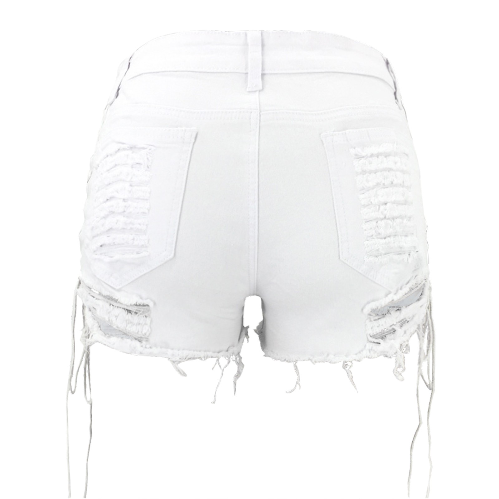 thumbnail image 2 of Pantalones cortos vaqueros con aberturas laterales para mujer: cintura alta, tejido elástico, estilo informal/fiesta, tallas S-XXXL (tallas UK/EU/US, cintura/cadera), 2 of 6